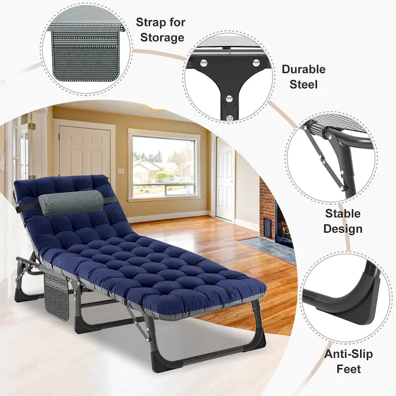 Lit de camp pliant DoCred amélioré et renforcé avec matelas