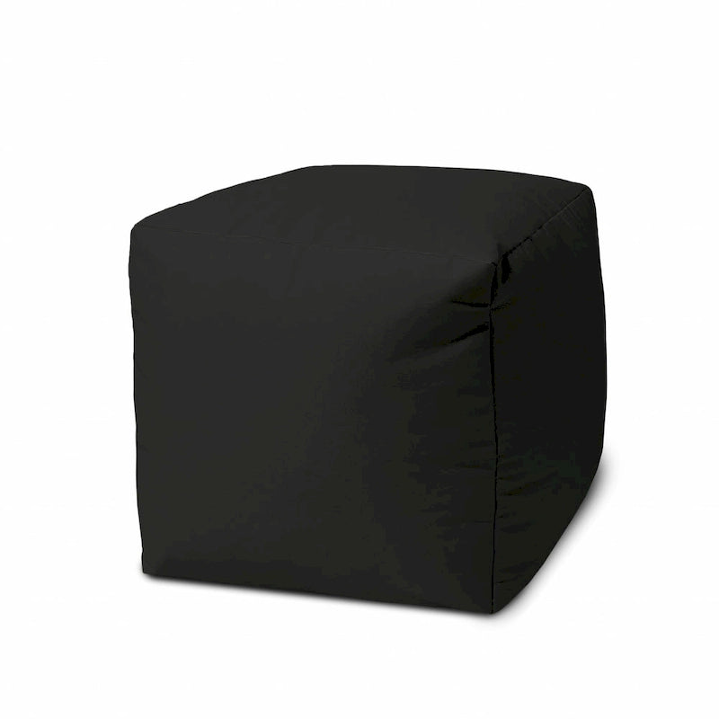 Housse de pouf HomeRoots 17 Cool Jet Black unie pour intérieur/extérieur - 43 cm x 43 cm x 2,5 cm