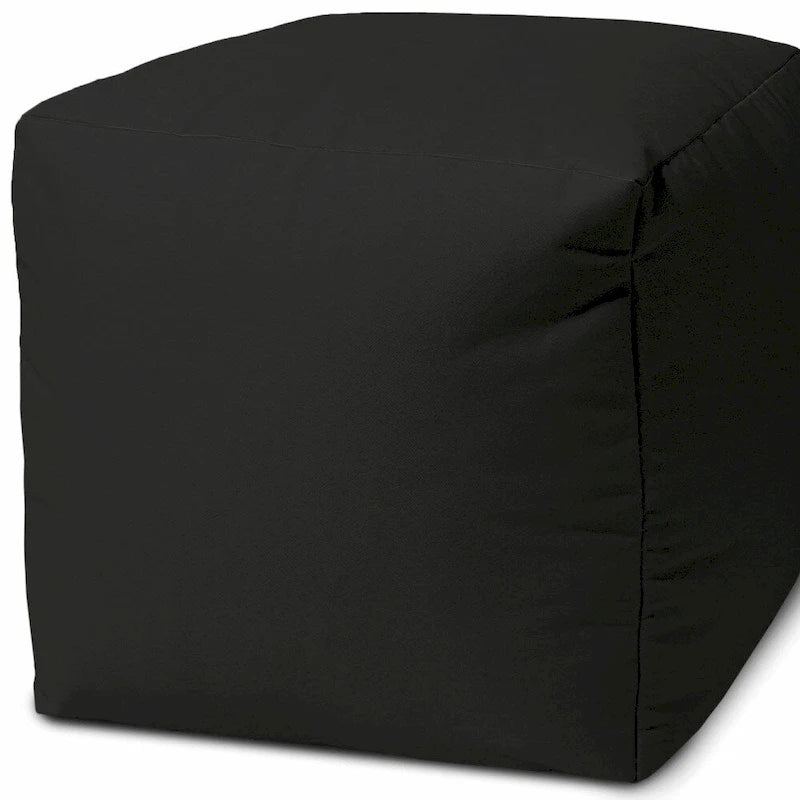 Housse de pouf HomeRoots 17 Cool Jet Black unie pour intérieur/extérieur - 43 cm x 43 cm x 2,5 cm
