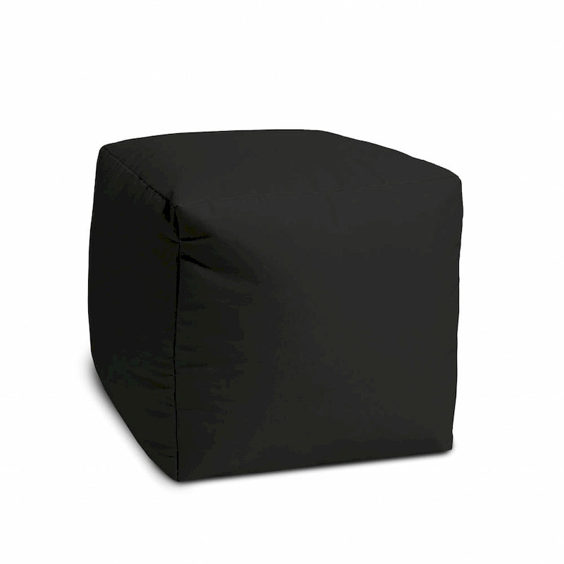 Housse de pouf HomeRoots 17 Cool Jet Black unie pour intérieur/extérieur - 43 cm x 43 cm x 2,5 cm