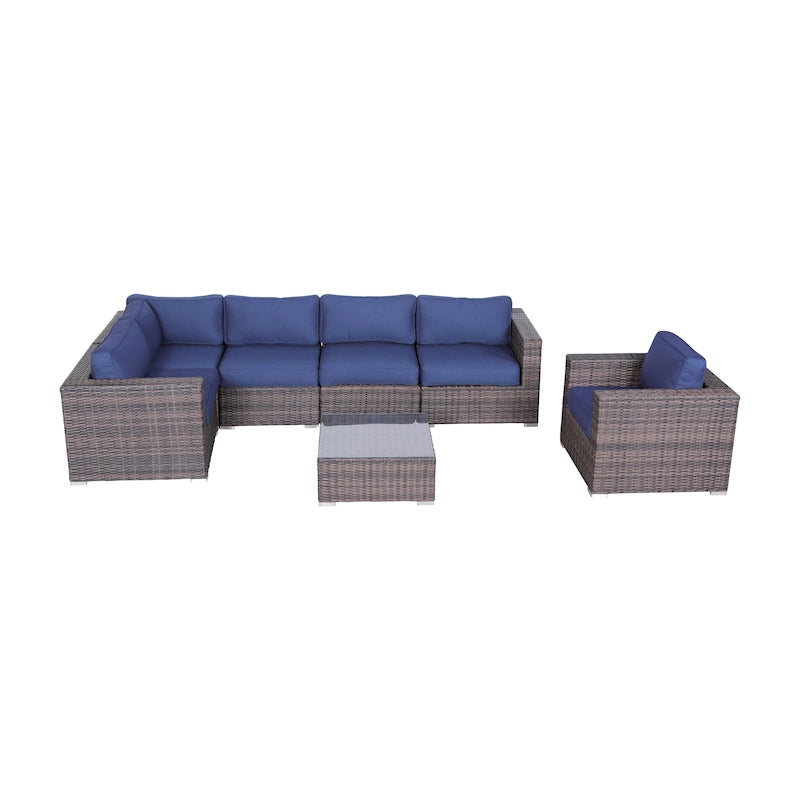 Ensemble de sièges d'angle LSI 7 pièces en rotin Sunbrella avec coussins