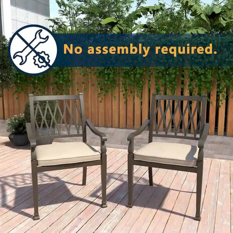 Ensemble de salle à manger de patio en aluminium moulé 9 pièces avec coussins