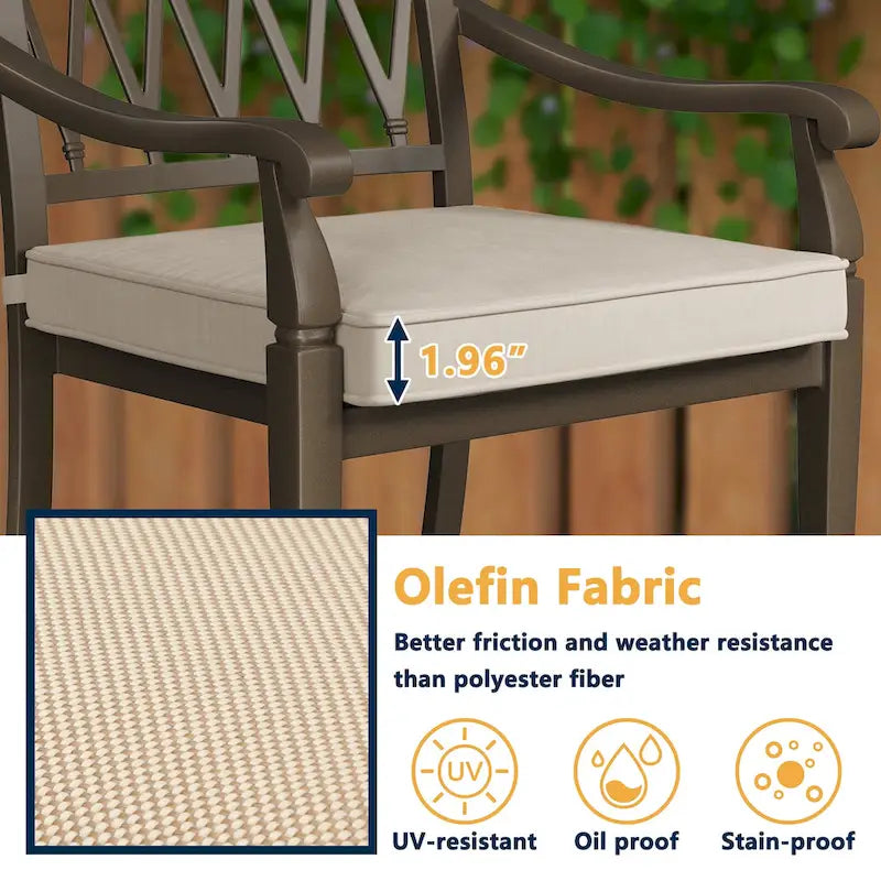 Ensemble de salle à manger de patio en aluminium moulé 9 pièces avec coussins