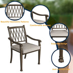 Ensemble de salle à manger de patio en aluminium moulé 9 pièces avec coussins