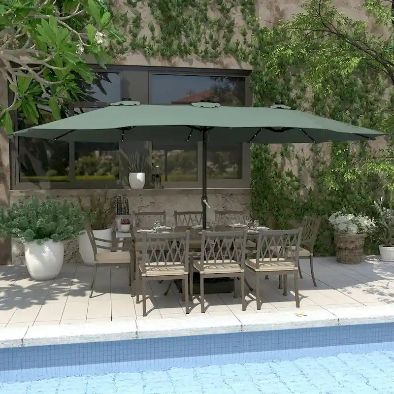Ensemble de salle à manger de patio en aluminium moulé 9 pièces avec coussins