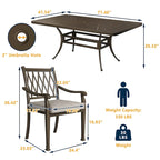 Ensemble de salle à manger de patio en aluminium moulé 9 pièces avec coussins