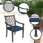 Ensemble de salle à manger de patio en aluminium moulé 9 pièces avec coussins