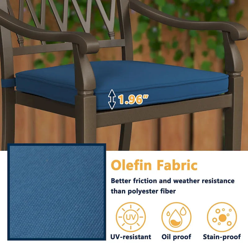 Ensemble de salle à manger de patio en aluminium moulé 9 pièces avec coussins