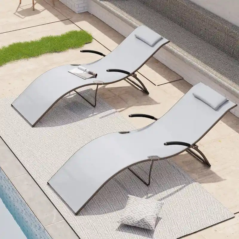 Chaise longue d'extérieur en aluminium Crestlive Products avec dossier réglable