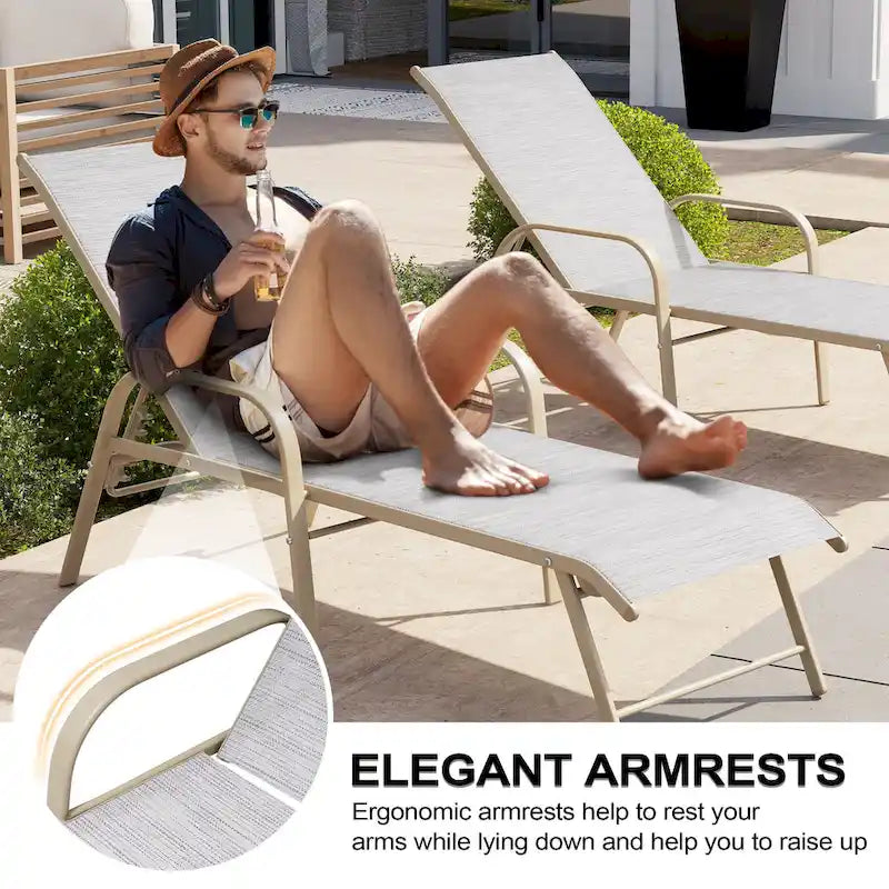 Chaise longue d'extérieur en aluminium Crestlive Products avec dossier réglable