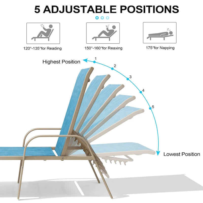 Chaise longue d'extérieur en aluminium Crestlive Products avec dossier réglable