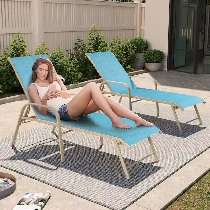 Chaise longue d'extérieur en aluminium Crestlive Products avec dossier réglable