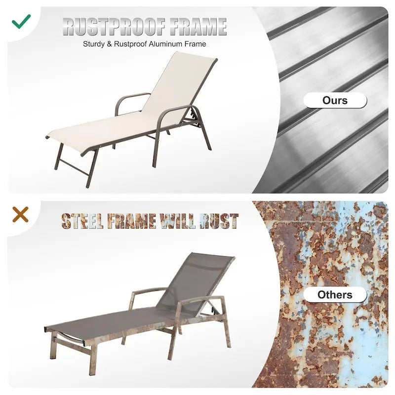 Chaise longue d'extérieur en aluminium Crestlive Products avec dossier réglable