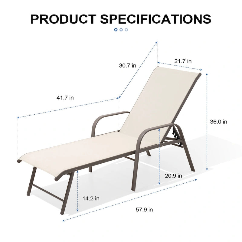 Chaise longue d'extérieur en aluminium Crestlive Products avec dossier réglable
