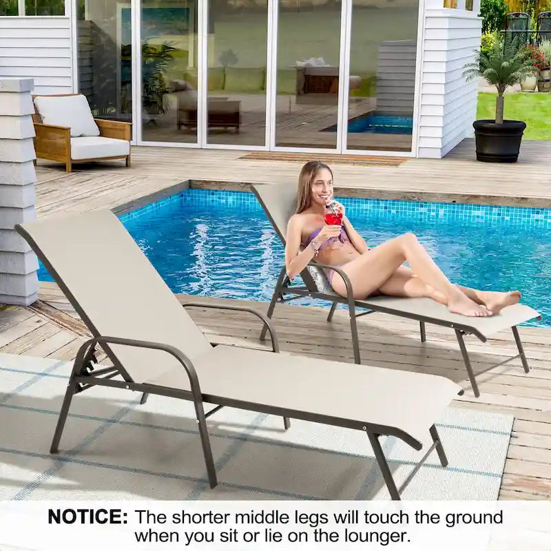 Chaise longue d'extérieur en aluminium Crestlive Products avec dossier réglable