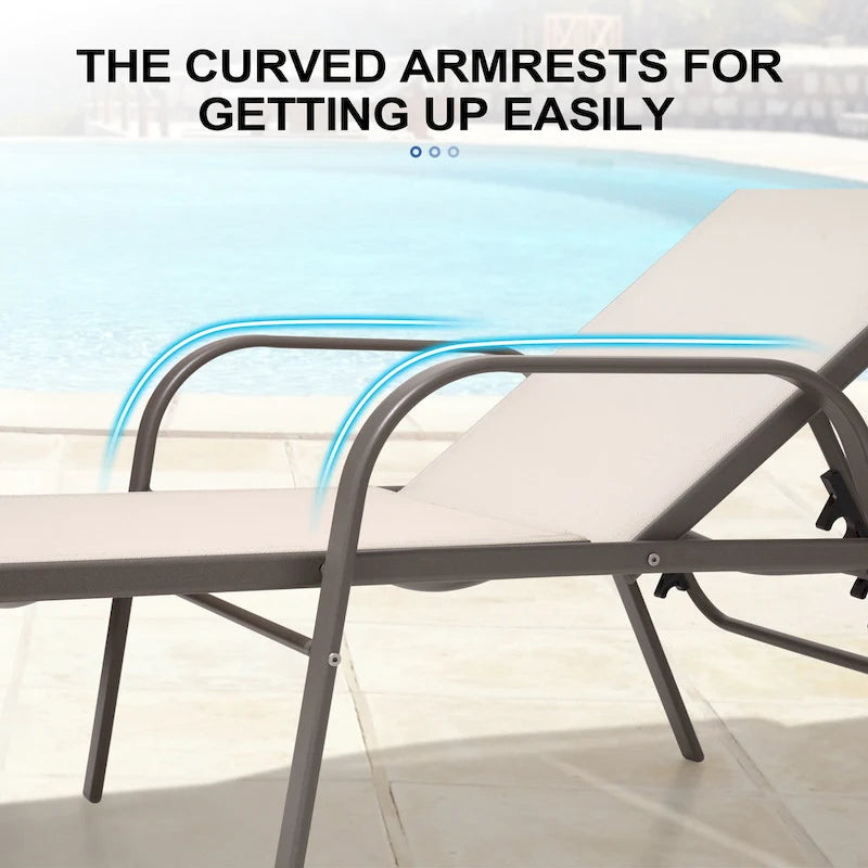 Chaise longue d'extérieur en aluminium Crestlive Products avec dossier réglable