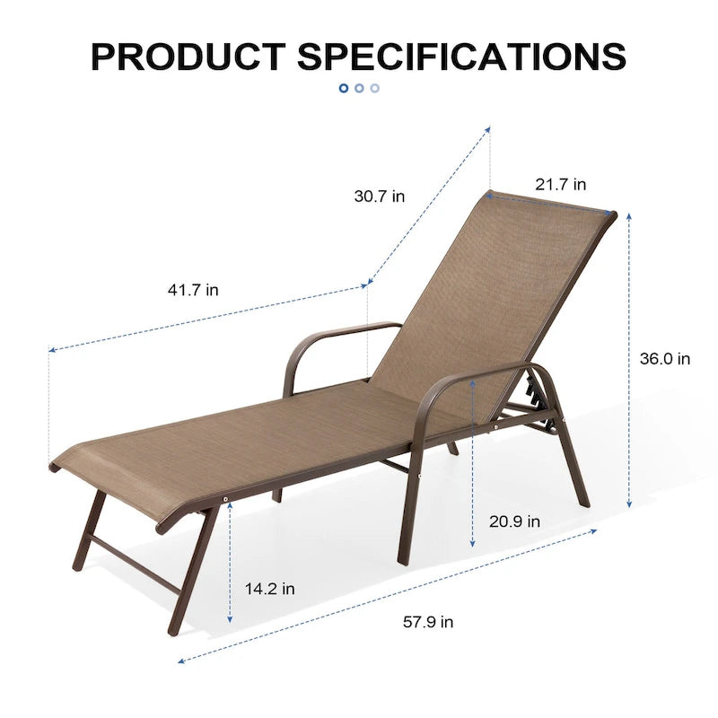 Chaise longue d'extérieur en aluminium Crestlive Products avec dossier réglable