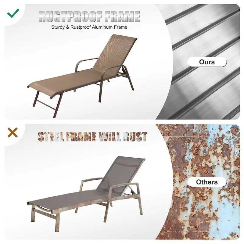 Chaise longue d'extérieur en aluminium Crestlive Products avec dossier réglable