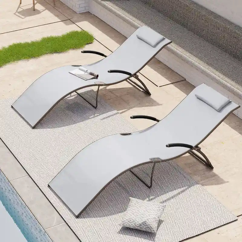 Chaise longue d'extérieur en aluminium Crestlive Products avec dossier réglable