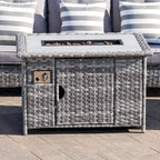 Ensemble de mobilier de jardin en résine tressée 5 pièces Abrihome avec foyer au gaz