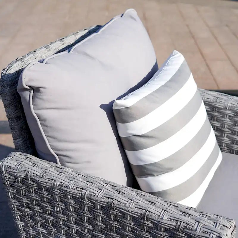 Ensemble de mobilier de jardin en résine tressée 5 pièces Abrihome avec foyer au gaz