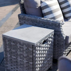 Ensemble de mobilier de jardin en résine tressée 5 pièces Abrihome avec foyer au gaz
