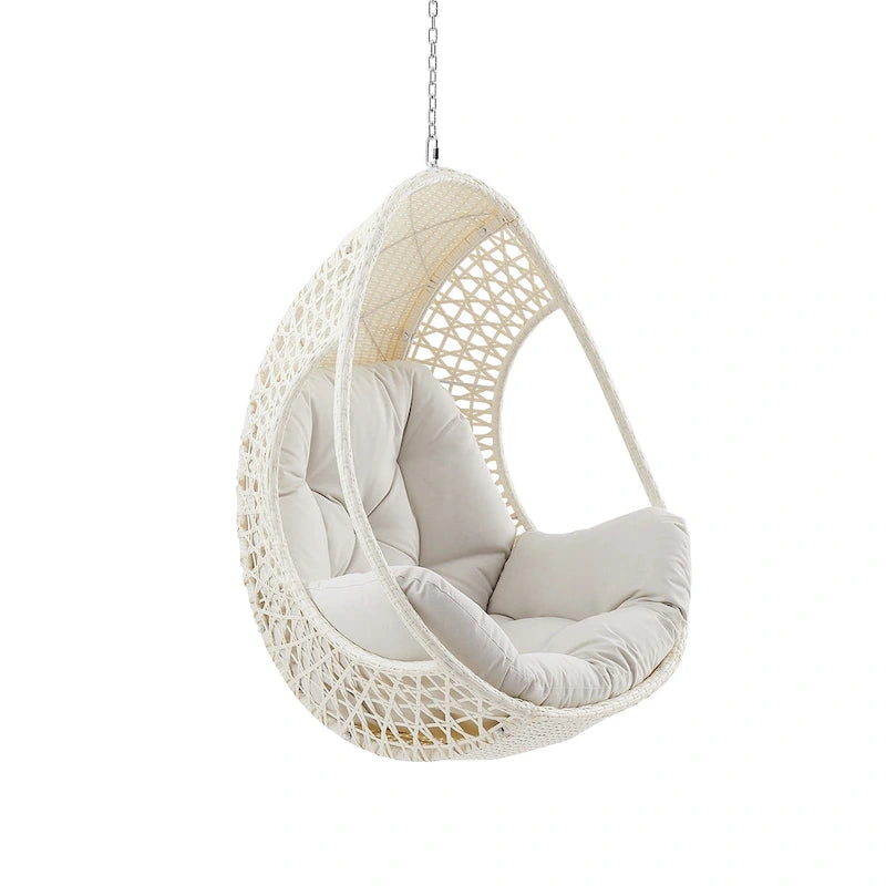 Fauteuil suspendu en forme d'œuf, fauteuil en rotin tressé avec coussin