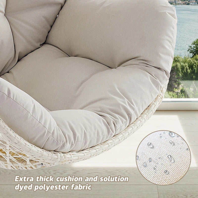 Fauteuil suspendu en forme d'œuf, fauteuil en rotin tressé avec coussin