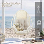 Fauteuil suspendu en forme d'œuf, fauteuil en rotin tressé avec coussin