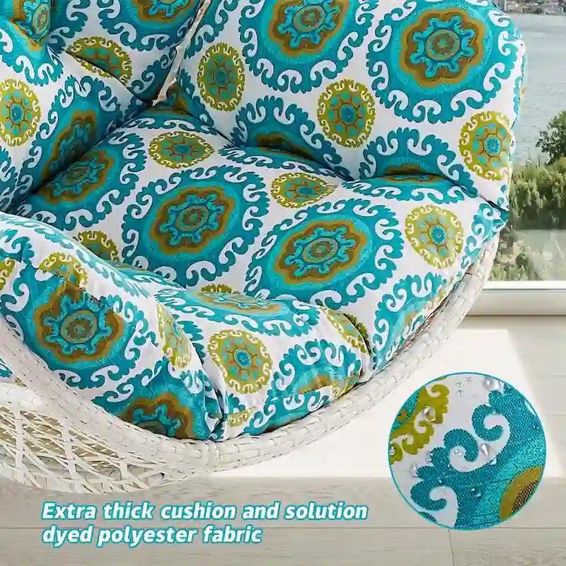 Fauteuil suspendu en forme d'œuf, fauteuil en rotin tressé avec coussin