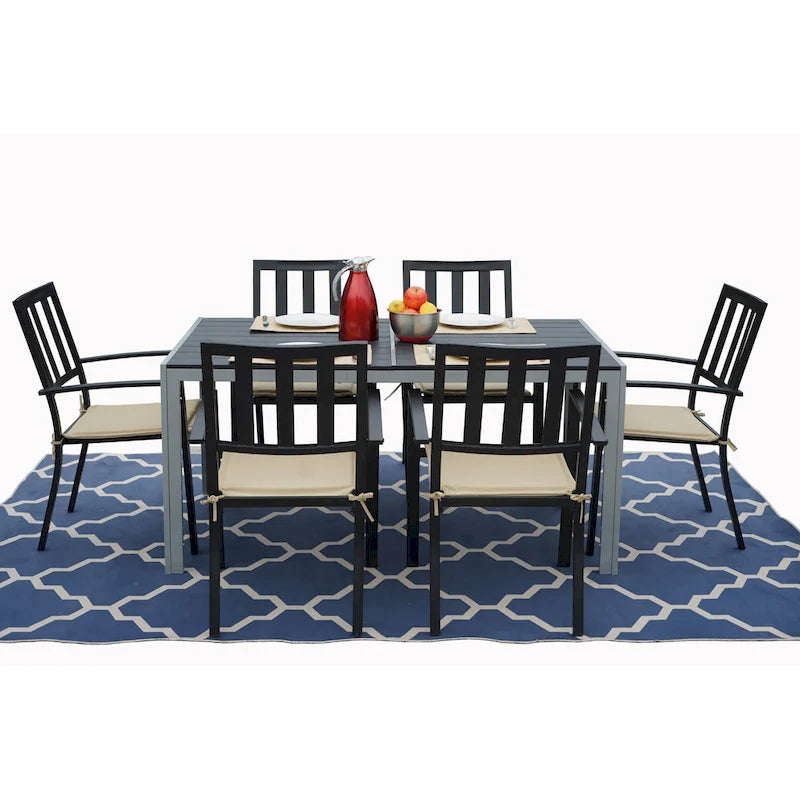 Table de salle à manger d'extérieur Kozyard Coolmen avec structure thermolaquée et plateau en stratifié imitation bois