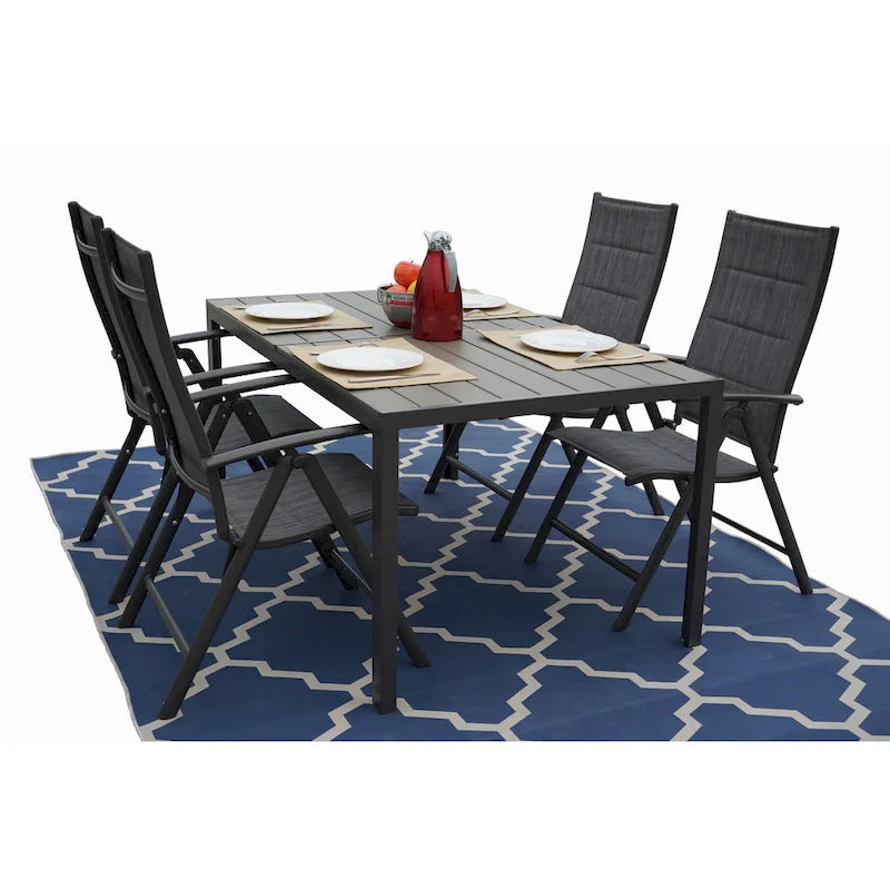 Table de salle à manger d'extérieur Kozyard Coolmen avec structure thermolaquée et plateau en stratifié imitation bois