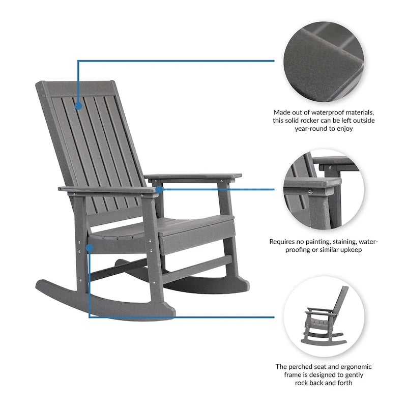 Fauteuil à bascule Adirondack Island Retreat Ez-Care Tek-Wood