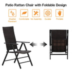 Ensemble de 2 chaises de jardin pliantes en résine tressée, inclinables et réglables, avec dossier haut.