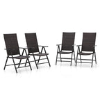 Ensemble de 2 chaises de jardin pliantes en résine tressée, inclinables et réglables, avec dossier haut.