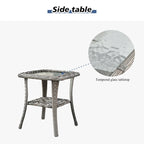Ensemble de salon de jardin modulaire 9 pièces en résine tressée avec accoudoirs larges et foyer extérieur