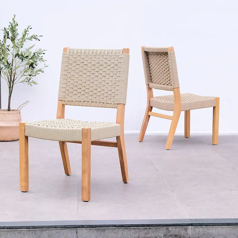 Chaise de salle à manger de patio Cambridge Casual Zephyr 2 pièces en teck
