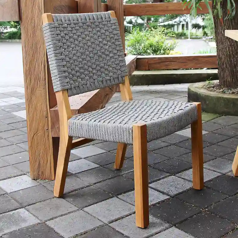 Chaise de salle à manger de patio Cambridge Casual Zephyr 2 pièces en teck