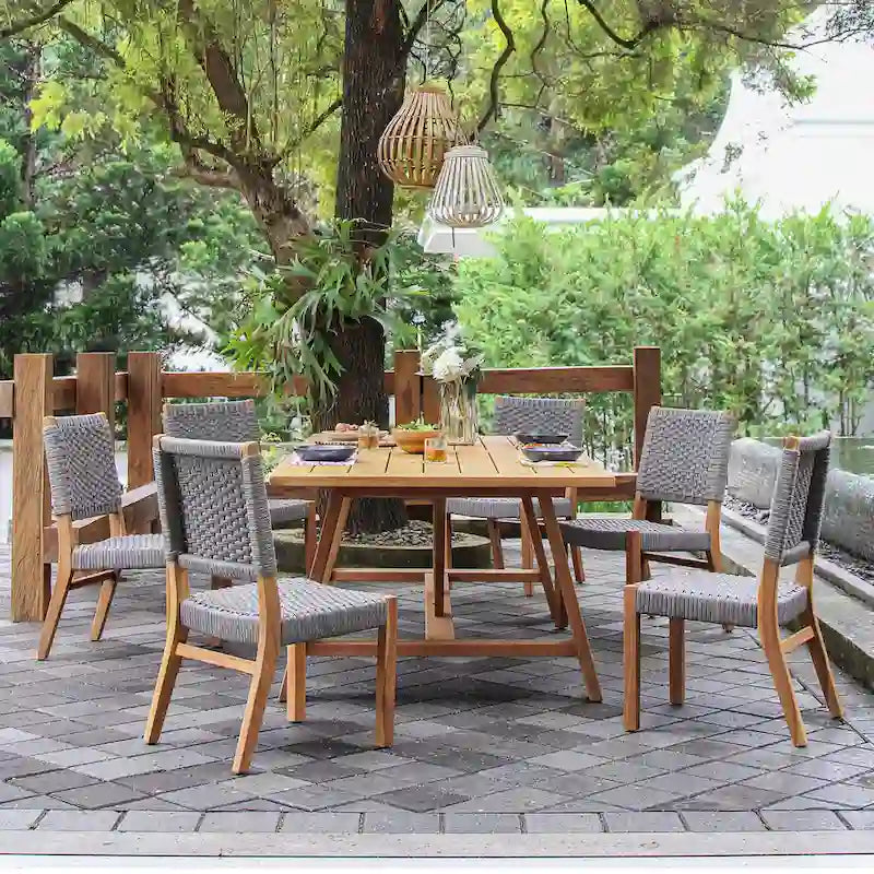Chaise de salle à manger de patio Cambridge Casual Zephyr 2 pièces en teck