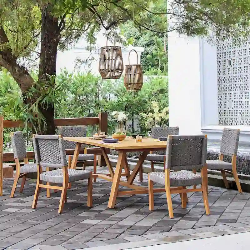 Chaise de salle à manger de patio Cambridge Casual Zephyr 2 pièces en teck