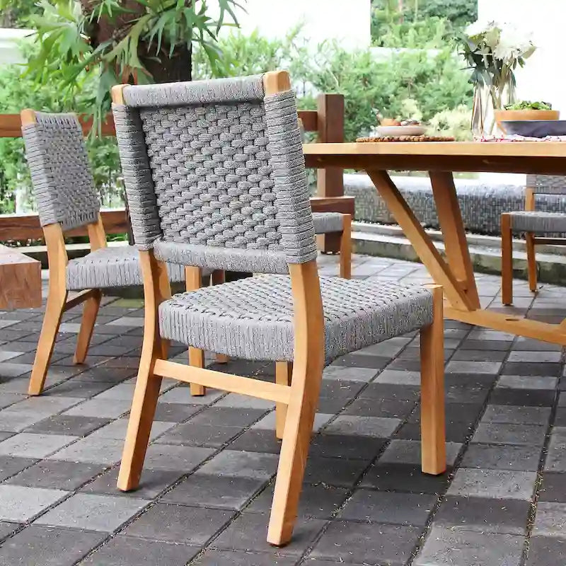 Chaise de salle à manger de patio Cambridge Casual Zephyr 2 pièces en teck