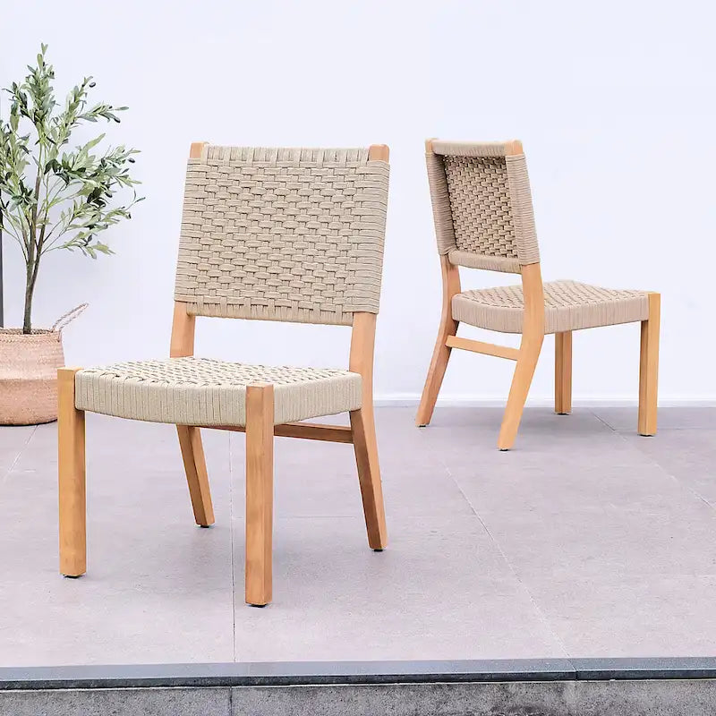 Chaise de salle à manger de patio Cambridge Casual Zephyr 2 pièces en teck