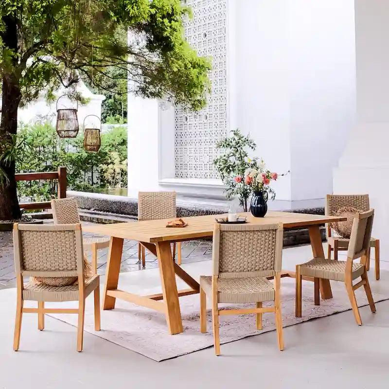 Chaise de salle à manger de patio Cambridge Casual Zephyr 2 pièces en teck