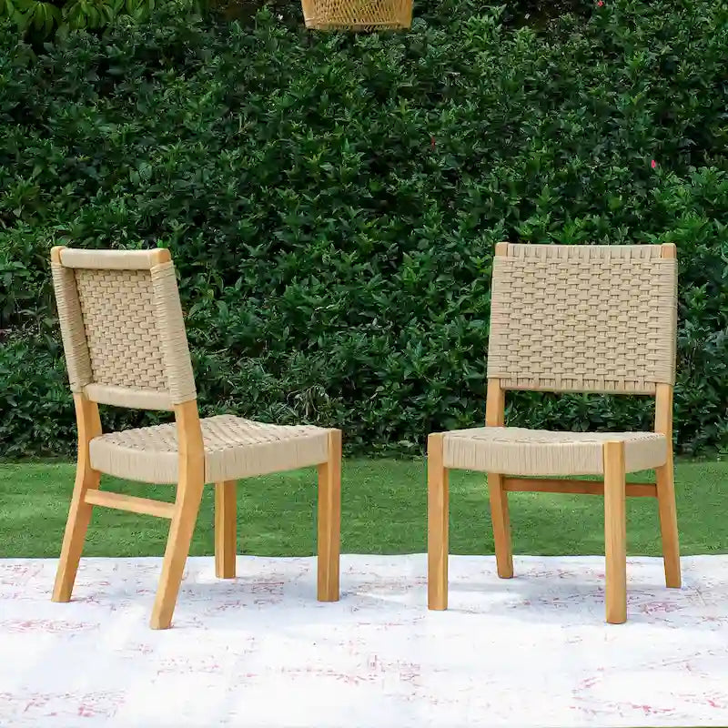 Chaise de salle à manger de patio Cambridge Casual Zephyr 2 pièces en teck