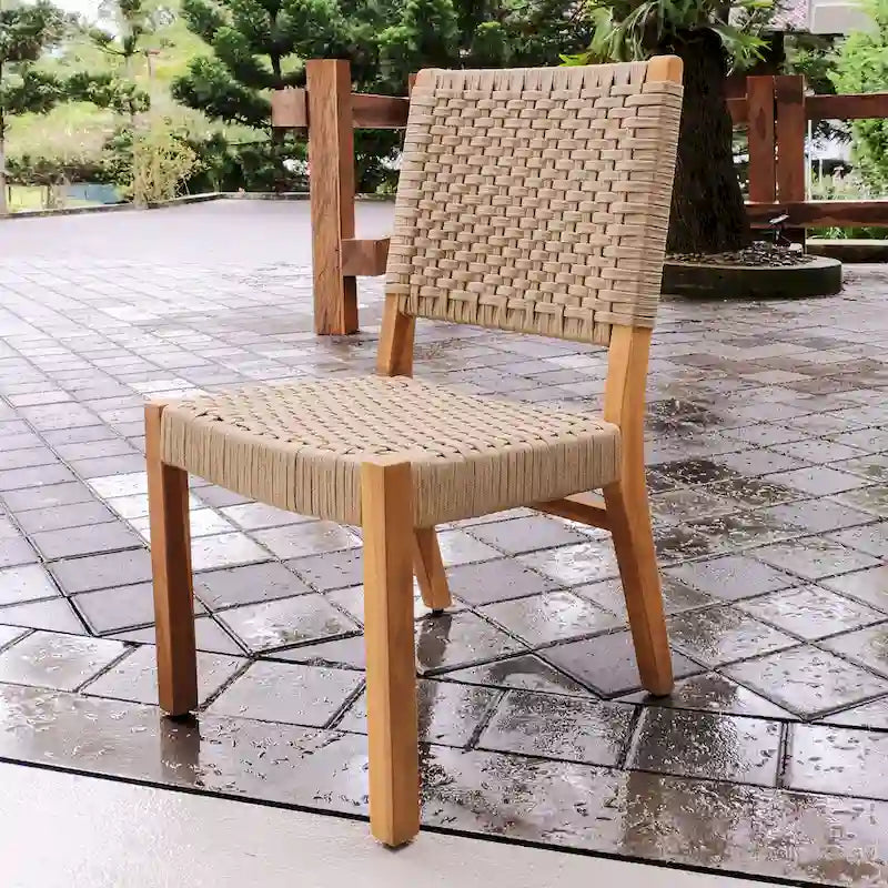 Chaise de salle à manger de patio Cambridge Casual Zephyr 2 pièces en teck