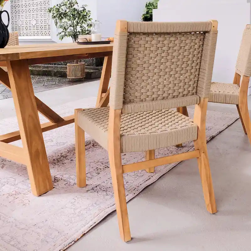Chaise de salle à manger de patio Cambridge Casual Zephyr 2 pièces en teck