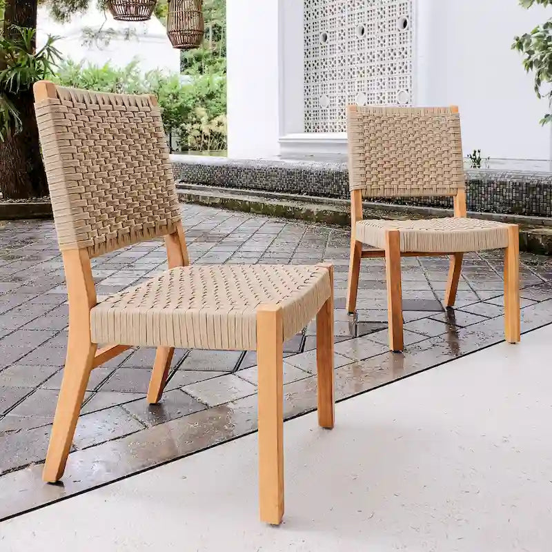 Chaise de salle à manger de patio Cambridge Casual Zephyr 2 pièces en teck