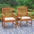Ensemble de 2 chaises de salle à manger de patio MAISON ARTS en bois d'acacia massif naturel, avec accoudoirs en bois fini à l'huile.