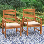 Ensemble de 2 chaises de salle à manger de patio MAISON ARTS en bois d'acacia massif naturel, avec accoudoirs en bois fini à l'huile.