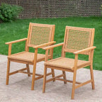Ensemble de 2 chaises de salle à manger de patio MAISON ARTS en bois d'acacia massif naturel, avec accoudoirs en bois fini à l'huile.